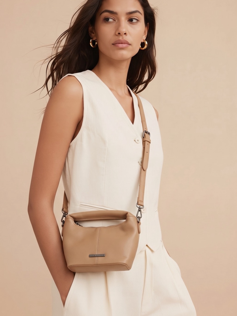 French Connection Women’s Small Tan Jupiter Convertible Crossbody Bag $98